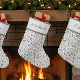 Calcetín Navideño Grande Personalized Christmas Stocking - Holly & Berry
