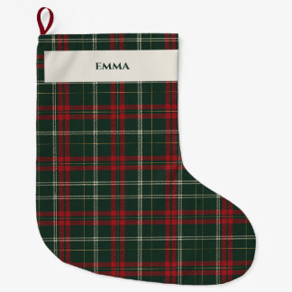 Calcetín Navideño Grande Personalized Classic Christmas Tartan Plaid Stocki