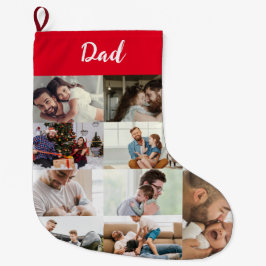 Calcetín Navideño Grande Personalized Dad Photo Collage Christmas Stocking 