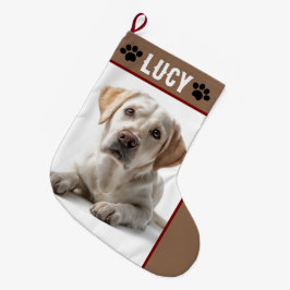 Calcetín Navideño Grande Personalized Dog Photo & Name | Christmas Stocking