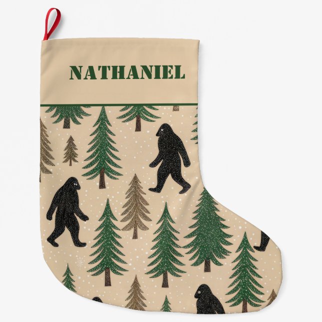 Calcetín Navideño Grande Personalized  Double sided Novelty Yeti  (Anverso)