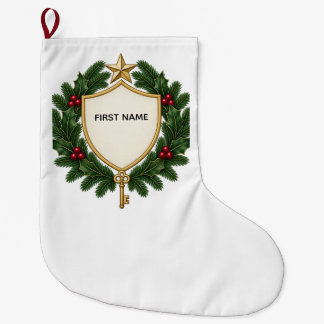 Calcetín Navideño Grande Personalized Family Crest Christmas Stocking