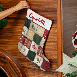 Calcetín Navideño Grande Personalized Patchwork Christmas Stocking