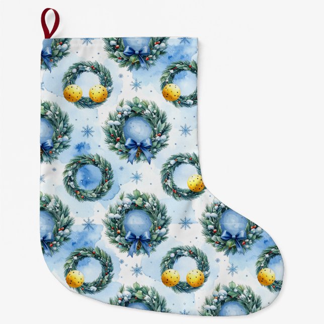 Calcetín Navideño Grande Pickleball Christmas themed (Anverso)