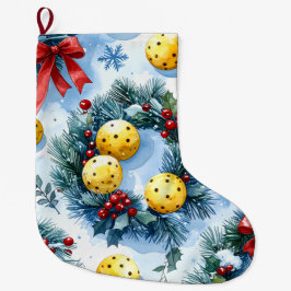 Calcetín Navideño Grande Pickleball Christmas themed