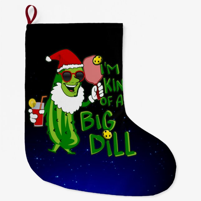 Calcetín Navideño Grande Pickleball Santa Big Dill (Anverso)