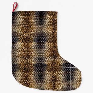 Calcetín Navideño Grande Piel de serpiente dorada marrón negro