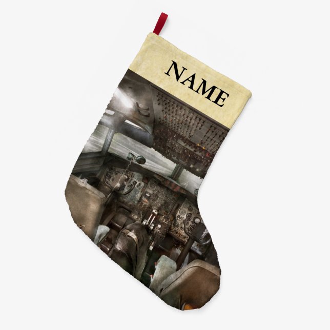 Calcetín Navideño Grande Piloto - carlinga - necesitamos un piloto o dos (Frente (Colgado))