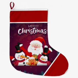 Calcetín Navideño Grande Pingüino de Santa María de Snowman navidades de gr