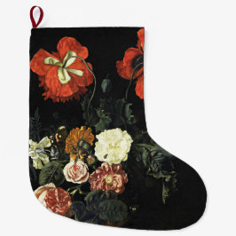 Calcetín Navideño Grande Pintura de época con vida con flores