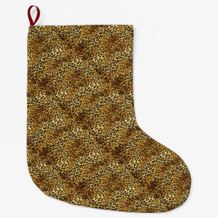 Calcetín Navideño Grande Pintura de patrón de camuflaje de puntos leopardo