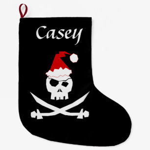 Calcetín Navideño Grande Pirata personalizado Santa