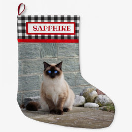 Calcetín Navideño Grande Placa de búfalo blanco/negro - foto Mascota person