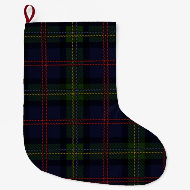 Calcetín Navideño Grande Plaid Elegant Rustic Holiday Tartan (Anverso)