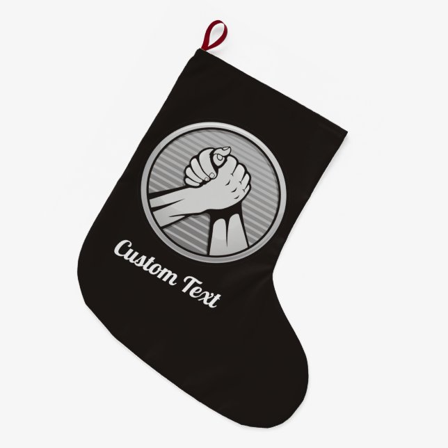 Calcetín Navideño Grande Plata de lucha de brazos (Frente (Colgado))