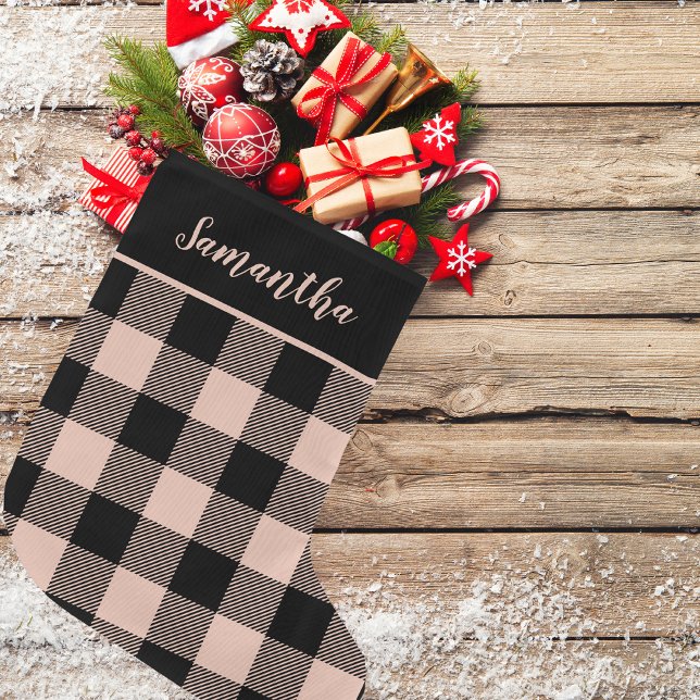 Calcetín Navideño Grande Platos rosados modernos y nombres grandes Navidade (Subido por el creador)