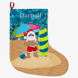 Calcetín Navideño Grande playa fresca Santa add name