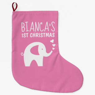 Calcetín Navideño Grande Primer Navidad de elefante rosado de bebé abasteci