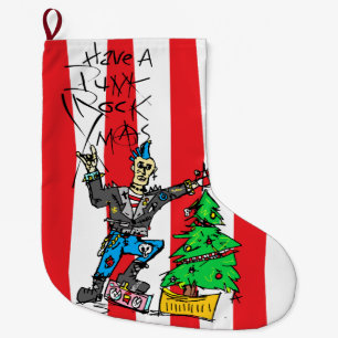 Calcetín Navideño Grande PUNK ROCK XMAS con TIRAS