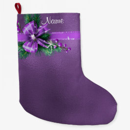 Calcetín Navideño Grande Purple Bow Holiday Stocking