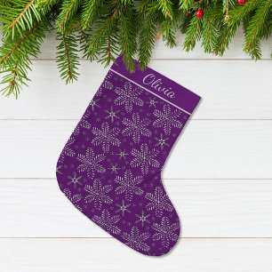 Calcetín Navideño Grande Púrpura y plata personalizada