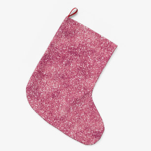 Calcetín Navideño Grande Purpurina Girly Pink Sparkle Glitz