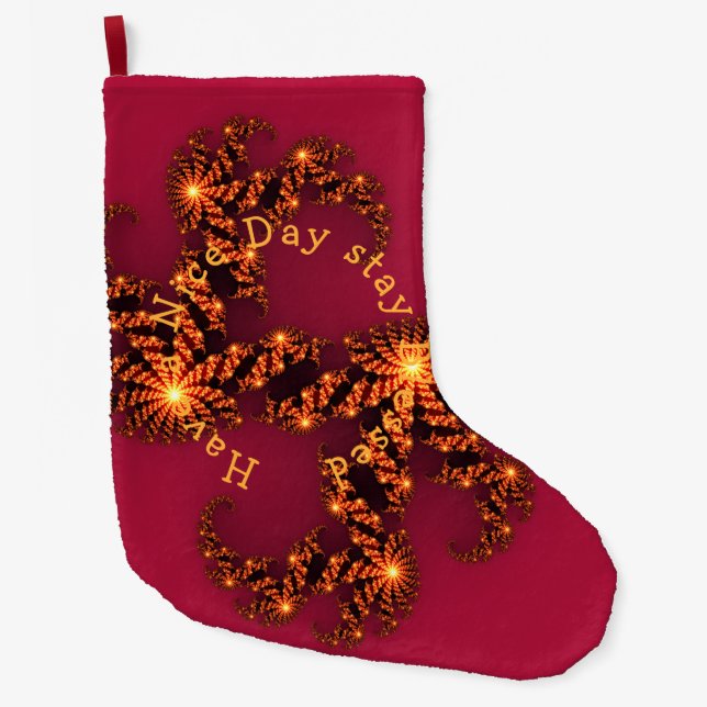 Calcetín Navideño Grande Quédate Bendecida, ten un buen día (Anverso)