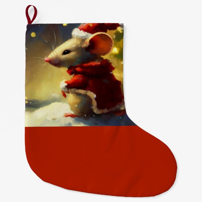 Calcetín Navideño Grande Ratón de Navidad 4 (Anverso)
