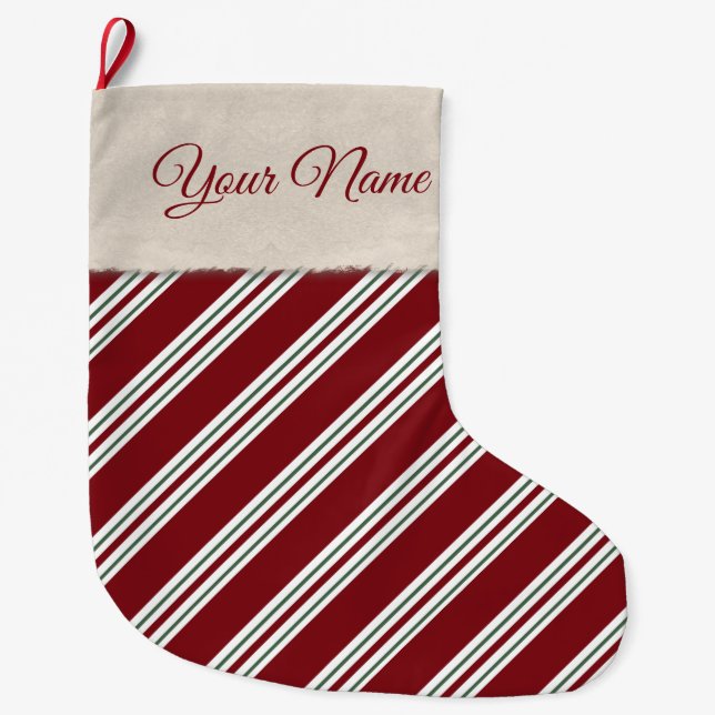 Calcetín Navideño Grande Rayas del bastón de caramelo (Anverso)