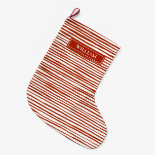 Calcetín Navideño Grande Rayas rojas personalizadas