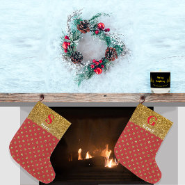 Calcetín Navideño Grande Razzle Dazzle Navidades Purpurina Polka puntos roj