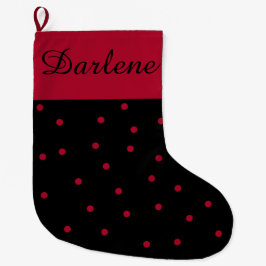 Calcetín Navideño Grande Red and Black Polka Dot: