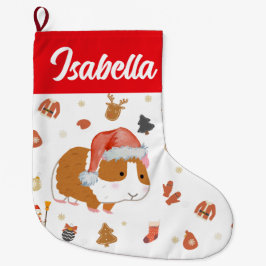 Calcetín Navideño Grande Red Merry Christmas Hamster Santa Holiday niños