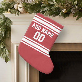 Calcetín Navideño Grande Red Sports Jersey con tu nombre y número