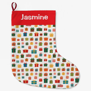 Calcetín Navideño Grande Regalo de Navidad Colorido Simple Personalizable