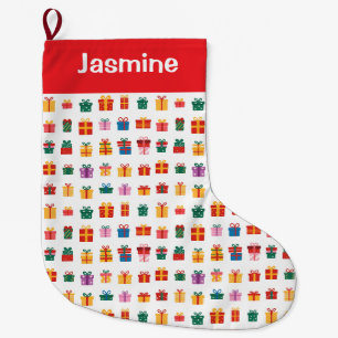 Calcetín Navideño Grande Regalo de Navidad Colorido Simple Personalizable