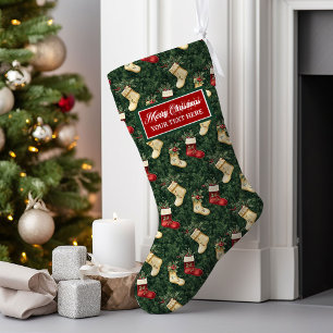 Calcetín Navideño Grande Regalo de nombre personalizado de almacenamiento n