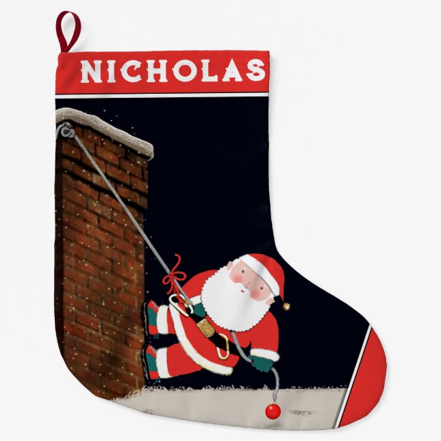 Calcetín Navideño Grande Regalo de vacaciones de escalada de rock (Anverso)