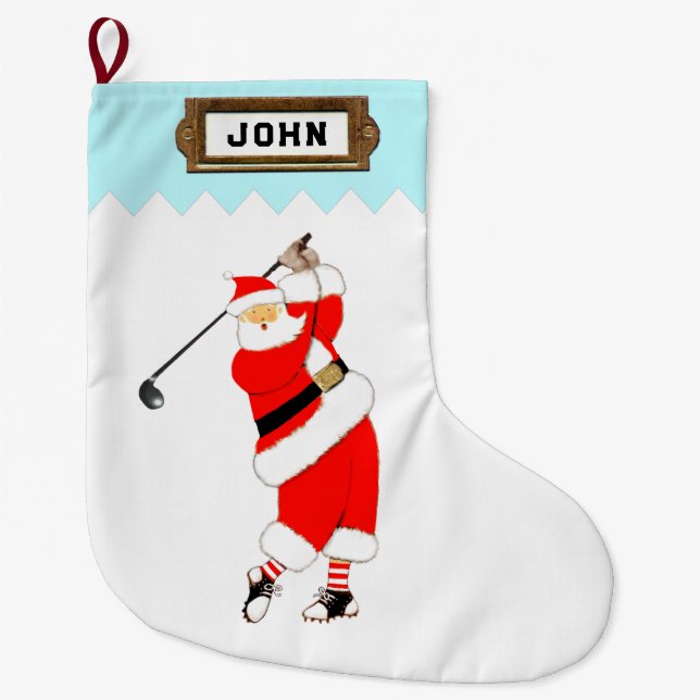 Calcetín Navideño Grande Regalo de vacaciones de golf (Anverso)