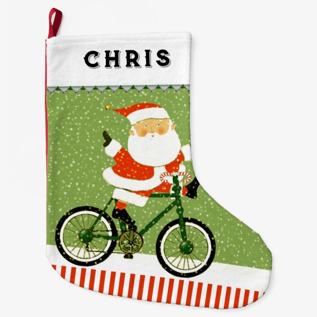 Calcetín Navideño Grande Regalo de vacaciones para ciclismo (Anverso)