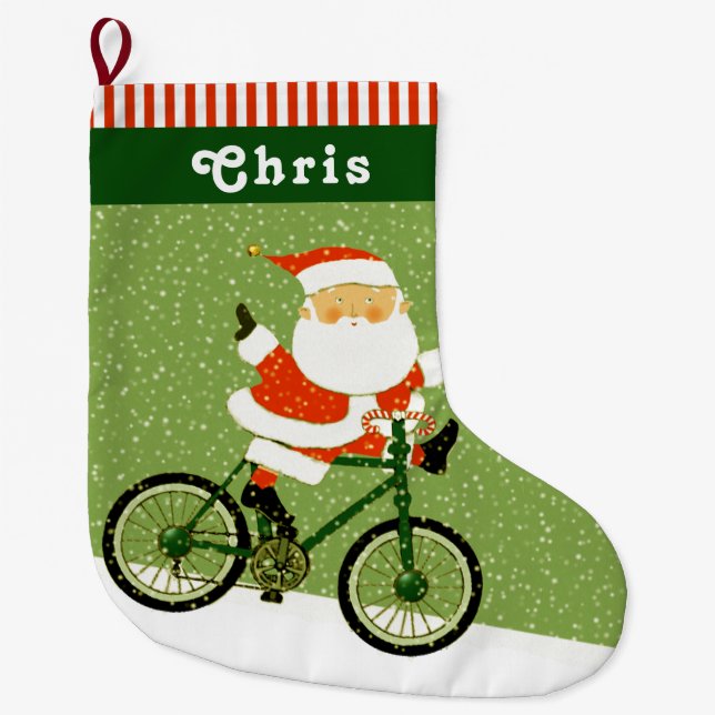 Calcetín Navideño Grande Regalo de vacaciones para ciclismo (Anverso)