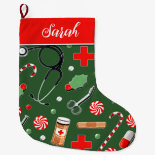Calcetín Navideño Grande Regalos de Navidad para médicos o enfermeras Bolsa