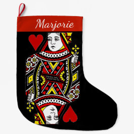 Calcetín Navideño Grande Reina de los corazones grandes Navidades repitiend