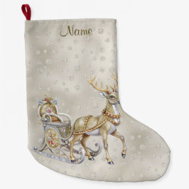 Calcetín Navideño Grande Reindeer Sleigh Holiday Stocking