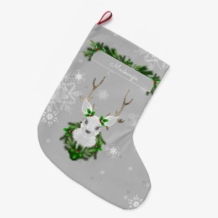 Calcetín Navideño Grande Reindeo gris parado