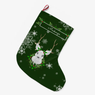 Calcetín Navideño Grande Reindeo verde en alza