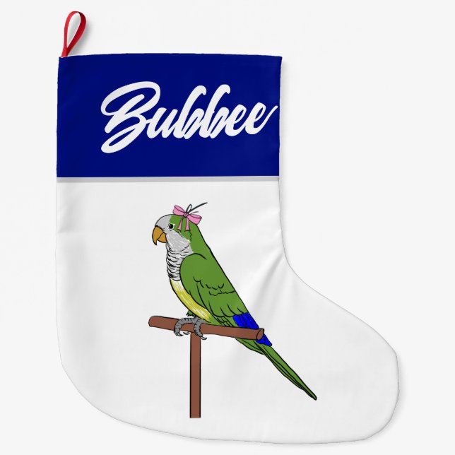 Calcetín Navideño Grande Repoblación de Hanukkah - Loro de Green Quaker (Anverso)