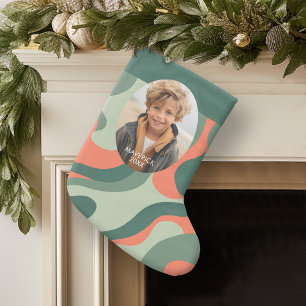 Calcetín Navideño Grande Resumen de línea orgánica Arte - 1 Foto Jade Tange