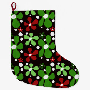 Calcetín Navideño Grande Resumen de los Navidades de flores funky