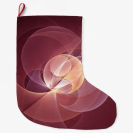 Calcetín Navideño Grande Resumen Elegante Vino Moderno Arte Fractal Rojo